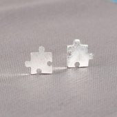 Gümüş Kaplama Puzzle Kadın Saplama Küpe - 1
