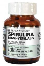 Spirulina 60 Kapsül Mavi-Yeşil Alg Siprulina Yosun Hapı - 1