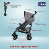 Chicco Lite Way 3 Top Bebek Arabası Jet Black - 8