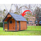 MANDU Isı Yalıtımlı Ahşap Köpek Kulübeleri için Ekstra GÖLGELİK ÇATI VE TABAN (VERANDA)  MEDİUM - 3