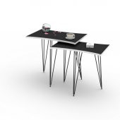 Larose zigon sehpa riva gri 2 li (45*50*30-40*45*25)içe oval dikdörtgen - 1