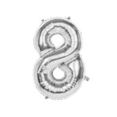 8 Rakam Gümüş Folyo Balon 40 cm - 1