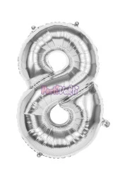 8 Rakam Gümüş Folyo Balon 40 cm - 2