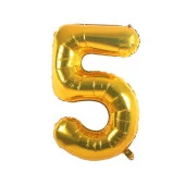 5 Rakam Altın Folyo Balon 40 cm - 1