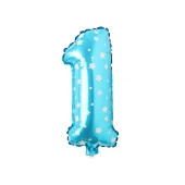 1 Rakam Mavi Yıldız Folyo Balon 40 cm - 1