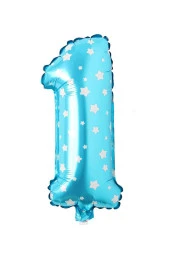 1 Rakam Mavi Yıldız Folyo Balon 40 cm - 2