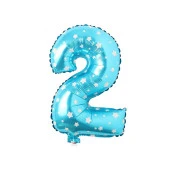 2 Rakam Mavi Yıldız Folyo Balon 40 cm - 1