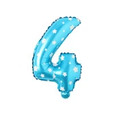 4 Rakam Mavi Yıldız Folyo Balon 40 cm thumbnail 1