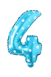4 Rakam Mavi Yıldız Folyo Balon 40 cm thumbnail 2