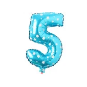 5 Rakam Mavi Yıldız Folyo Balon 40 cm - 1