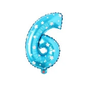 6 Rakam Mavi Yıldız Folyo Balon 40 cm thumbnail 1