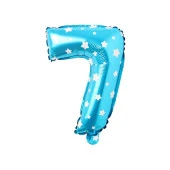 7 Rakam Mavi Yıldız Folyo Balon 40 cm - 1
