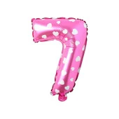 7 Rakam Pembe Kalp Folyo Balon 40 cm thumbnail 1