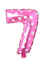 7 Rakam Pembe Kalp Folyo Balon 40 cm thumbnail 2
