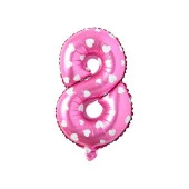 8 Rakam Pembe Kalp Folyo Balon 40 cm thumbnail 1