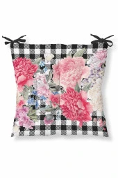 Dekoratif Siyah Pembe Sandalye Minderi - 1