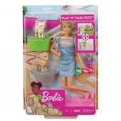 FXH11 Barbie ve Hayvanları Banyo Eğlencesinde Oyun Seti /Barbienin Hayvanları - 1