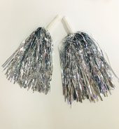 GÖSTERİ PONPON 2Lİ SET METALİK GÜMÜŞ (KÜÇÜK EBAT) - 1