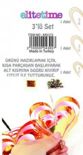 Süs Kalp Çıtçıtlı 3 Lü Set Altın Ve Pembe 1 Adet Fiyatıdır - 3