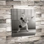 Judo dövüşü- siyah beyaz - Japonya - Spor - Tekvando - Tuval Dekoratif Kanvas Tablo 50x50cm - 1