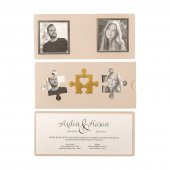 Fotoğraflı Puzzle Düğün Davetiyesi PE22364 - 100 Adet - 1