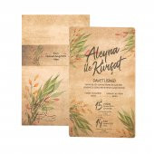 Yapraklı İlginç Düğün Davetiyesi PE22348 - 100 Adet - 1