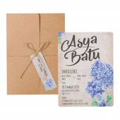 Kraft Lavanta Düğün Davetiyesi PE22370 - 100 Adet - 1