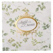 Yaprak Desenli Düğün Davetiyesi PE22379 - 100 Adet - 2