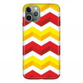 iPhone 11 Pro Max 6.5 inch Kılıf Desenli Esnek Silikon Telefon Kabı Kapak - 3D Sarı Kırmızı - 1