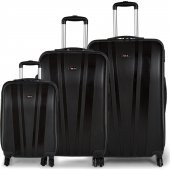 Tutqn Kırılmaz Esnek 3'lü Valiz Seti Siyah (Büyük+Orta+Kabin) - 1