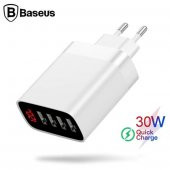 BASEUS Mirror Lake 30W Dijital Gösterge 4-Port Usb Hızlı Şarj Aleti - 5