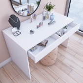 Beyaz Çiğli Çekmeceli Çalışma, Bilgisayar ve Ofis Masası, Makyaj Masası - 112x72x60 cm - 5