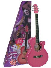 VALENCIA GRA1KCPK AKUSTİK GİTAR GYPSY ROSE SET (GIGBAG, STRAP, STICK Gypsy Rose Akustik Gitar Set- Pembe-(Gıgbag Strap Stickers Dvd) - 1