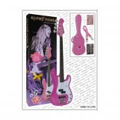VALENCIA GRB1KCPK BAS GİTAR GYPSY ROSE SET (GIGBAG, SEHPA, STICKERS, Bas Gitarset Dark-Pembe- (Sehpa-gigbag-sticker-dvd):  - 1