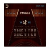 DADDARIO NB1253 AKUSTİK GİTAR TEL SETİ, NICKEL BRONZE,LIGHT, 12-53 NB1253 Nickel Bronze Acoustic Guitar Strings, Light, 12-53 - 3