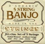 DADDARIO J61 BANJO TEL SETİ, NICKEL WOUND, MEDIUM GAUGE, (0.010     - 1