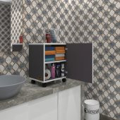 Kenzlife mutfak dolabı mine 048*030*032 gri kapaklı tekerlekli banyo evrak ofis kitaplık ayakkabılık kiler - 9