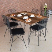 BAROK MASA TAKIMI, 130X70CM MASA VE 6 ADET TEL SANDALYE - 1