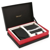 Siyah Kravat Kol Düğmesi Hediyelik Set-Brianze KMK-17 thumbnail 2