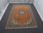 Vintage Eskitme El Dokuma Harika Kompozisyon Göbekli Yün Halı ! - 1