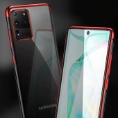 Galaxy S20 Ultra Köşeleri Renkli Kamera Korumalı Şeffaf Kılıf thumbnail 7