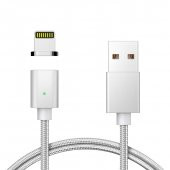 FitPlus Manyetik Mıknatıslı Lightning Hızlı Şarj Kablosu QC 3.0 Silver - 1