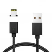 FitPlus Manyetik Mıknatıslı Lightning Hızlı Şarj Kablosu QC 3.0 Siyah - 1