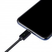 FitPlus Manyetik Mıknatıslı Lightning Hızlı Şarj Kablosu QC 3.0 Siyah - 4