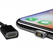 FitPlus Manyetik Mıknatıslı Lightning Hızlı Şarj Kablosu QC 3.0 Siyah - 6