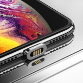 FitPlus Manyetik Mıknatıslı Lightning Hızlı Şarj Kablosu QC 3.0 Siyah - 9