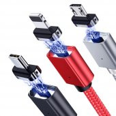 FitPlus Manyetik Mıknatıslı Lightning Hızlı Şarj Kablosu QC 3.0 Siyah - 10