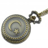 Köstekli Cep Saati Ouartz Ayyıldız Türk Bayrağı Tasarımlı Zincirl - 4
