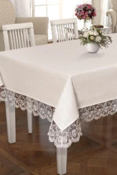 Çeyiz Diyarı Kure Masa Örtüsü Krem thumbnail 2