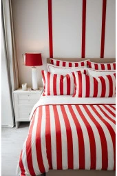 Back To Basics - Kırmızı Çizgili Çift Kişilik Nevresim Takımı thumbnail 3